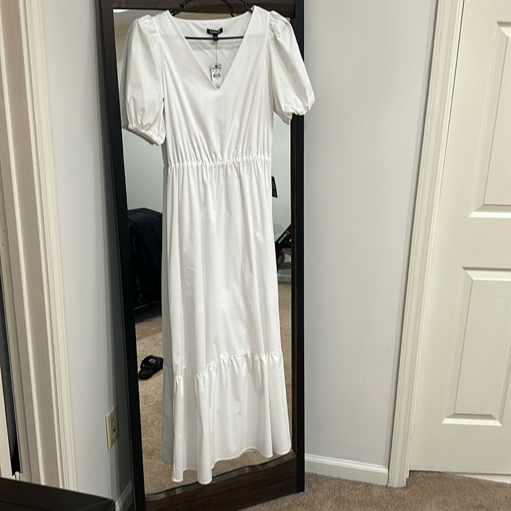 Express white maxi dress with lining new with tag size M